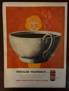 1959 SANKA Kaffee Vintage Druck Werbetasse Aroma Röstung Verwöhnen Sie sich - Bild 1 von 1