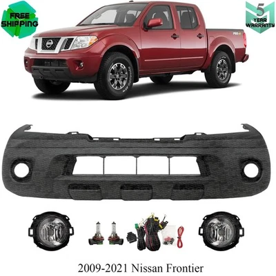 Front Bumper Cover Primed Plastic & Fog Lights Kit For 2009-2021 Nissan Frontier Foto 1 de 4