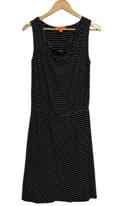 JOE FRESH Damen Kleid schwarz weiß Streifen Cinched Gr. M Wasserfallausschnitt minimalistisch - Bild 1 von 21