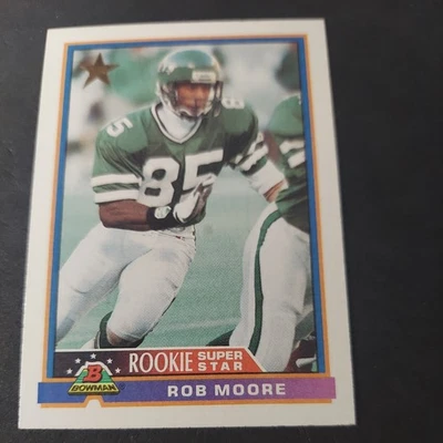 1991 Bowman Rob Moore RC Rookie Super Star #7 New York Jets - Sharp Centered  - Image 1 of 4