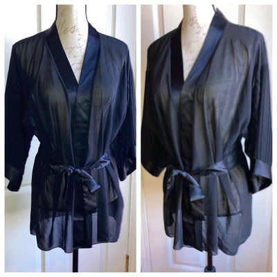 Lise Charmel Francia Diseñador Transparente Bata Corta Lencería Cubrir Negro Talla Pequeña Foto 1 de 4