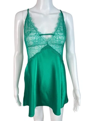 Victoria's Secret Mujer Grande Encaje Slip Trébol Verde Negligee Satinado Foto 1 de 4
