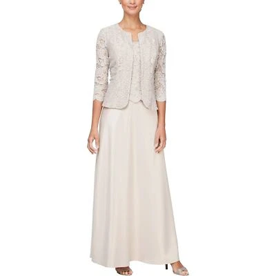 ALEX EVENINGS Embroidered Lace Mock Two-Piece Gown with Jacket | 2 PC SET - Image 1 of 4