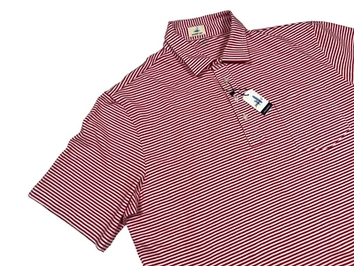 Camisa Polo Johnnie-O Para Hombre Grande L Rojo Blanco Rayas Manga Corta Foto 1 de 4