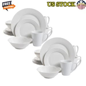 32pc Dinnerware Set Fine Ceramic Dishwasher Microwave Safe Classic Tableware New - Picture 1 of 5