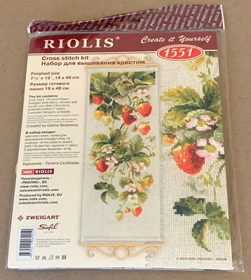 Riolis "Strawberry" Plants, Flowers, Leaves & Strawberries Cross Stitch Kit NIP - Image 1 of 2