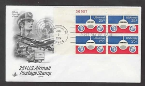 #C89 25c Plane & Globes -ArtCraft FDCPB4 Plt #36957 - Picture 1 of 2