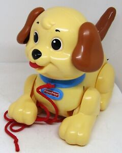Fisher-Price Hard Plastic Pull Behind Puppy on String Dog Toy 2005.