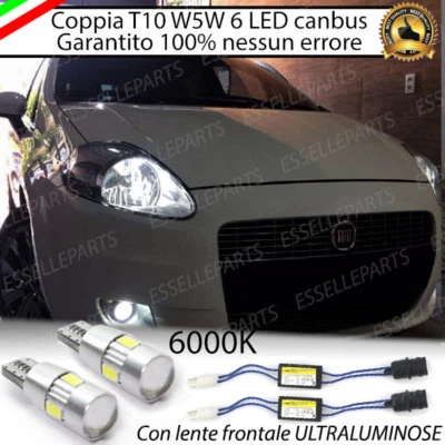 COPPIA LUCI DI POSIZIONE 6 LED CON LENTE FRONTALE GRANDE PUNTO + SPEGNI SPIA - Immagine 1 di 3