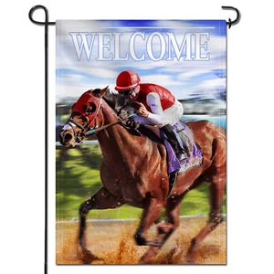 Anley Derby Horse Race Welcome Spring Summer Decorative Garden Flags 18x12.5 In - Picture 1 of 7