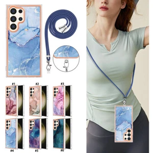 For Samsung Galaxy S25 S24 S23 S22 S21 S20 Shockproof Soft Phone Case W/ Lanyard - Picture 1 of 43