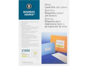 Business Source Mailing Label Laser 1"x2-5/8" 3000/PK White 21050 - Picture 1 of 11