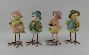 4pc Spring Bird Decor Birds Dressed up 5" Tall Flowers Boy Girl - Picture 1 of 7