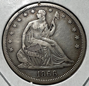 U.S. COIN BLOWOUT:  1866 Seated Liberty Half Dollar Very Nice Condition COBM-548