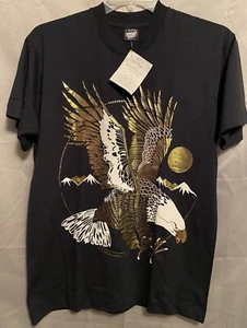 Vintage Las Vegas Screen Stars T-Shirt Large schwarz gold Folie Adler Robert Walton neu aus altem Lagerbestand - Bild 1 von 10