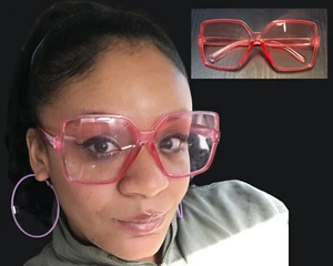 Pink Sunglasses Womens Oversized Cute Retro Square Bright Pink Vacation Sun - Picture 1 of 6