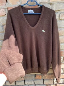 RARE 80s Lacoste Izod V-Neck Orlon Acrylic Sweater Knitwear - Bild 1 von 8