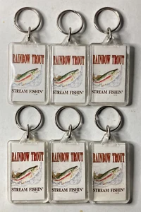 Rainbow Trout Stream Fishin' LOT OF 6 Key Chains New, Old Stock KeyRings Fish - Picture 1 of 4