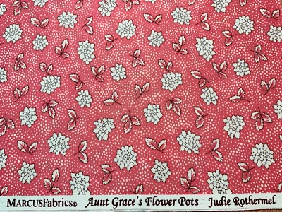 Aunt Grace's Flower Pots Pink Floral Judie Rothermel Cotton Fabric Marcus OOP FQ - Image 1 of 3