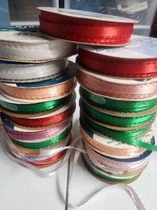 Mixed Lot of Holiday Craft Ribbon Rolls - Christmas Scalloped 3/16" width - Picture 1 of 3