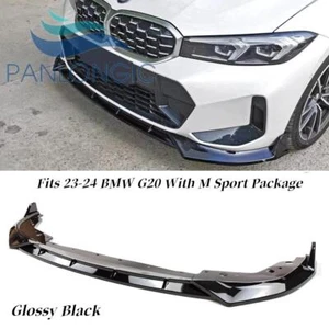 Gloss Black Front Bumper Splitter Lip For BMW 3 Series G20 330i M340i 2023-2024 - Picture 1 of 16