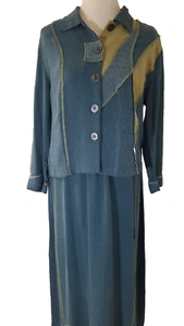 Set completo gonna vintage City Girl di Nancy Bolen blu patchwork manica corta 3327 - Foto 1 di 7