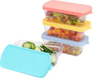 4 Packs Fridge Organizer Food Storage Containers Bins with Silicone Lids, Veg... - Picture 1 of 1
