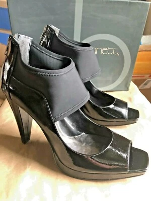 Jessica Bennett NASH Square Toe Platform Pumps BLACK PATENT 12M Rear Zipper NIB - Image 1 of 4