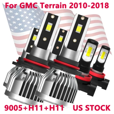 9005 H11 H11 For GMC Terrain 2010-2018 LED Headlight Fog Light Bulbs Kit - Image 1 of 4