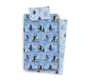 Set Completo Lenzuola Flanella Letto Singolo Disney Frozen Elsa Azzurro - Foto 1 di 2