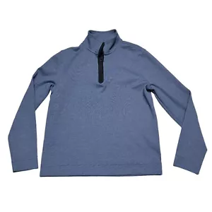 Banana Republic 1/4 Zip Mens Medium Navy Blue Striped Pullover Sweatshirt - Picture 1 of 8