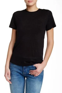 Marc by Marc Jacobs Side Combo Short Sleeve Linen Tee Top T-Shirt Black Size M - Picture 1 of 2