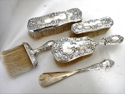 Juego de tocador vintage Gorham de plata esterlina de 5 piezas con monograma Buttercup Foto 1 de 4