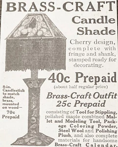1911 BRASS-CRAFT Fringe Cherry Design Candle Shade Thayer&Chandler Vtg Print Ad - Picture 1 of 2