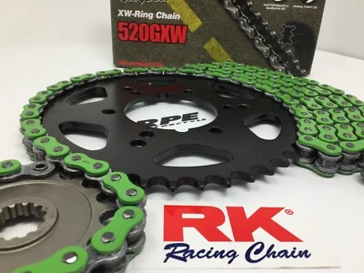 Cadena y piñones de carreras Kawasaki EX400R NINJA 400 ABS RK 520 X-Ring 2018-2023 Foto 1 de 4