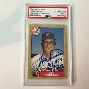 Lou Piniella Unterzeichnet 1987 Topps #168 Yankees W/ 2 Inschriften PSA Kfz Echt - Bild 1 von 2