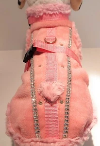 Abrigo de invierno XS S M abrigo para perro peluche rosa pedrería brillo ropa para perro - Imagen 1 de 3