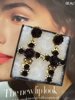 Pendiente Cruz Rosas | Accesorio Vintage Moda | Pin Envío Gratis 2-5 Días Foto 1 de 4