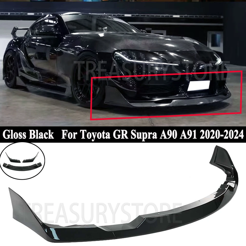 For Toyota GR Supra A90 A91 20-24 AG Style Gloss Black Front Bumper Lip Splitter - Image 1 of 4