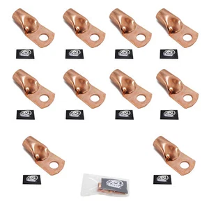 10 x XS Power 1/0 Gauge Copper Terminal Rings w/ Black Heat Shrink Wrap RT0G-BK - Picture 1 of 6