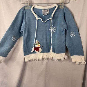 Zack ali 4 Kids Sweater Knit Christmas Winter Snowman Snowflakes Tassels Sz 7/8 - Picture 1 of 4