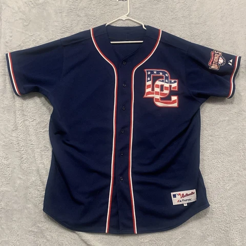 Washington Nationals Jersey DC Mens 56 Blue Majestic Blank Vintage Made in USA Cover