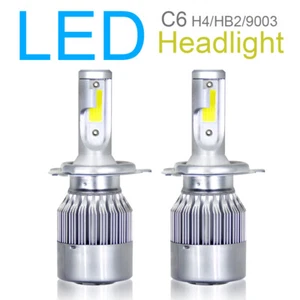 H4 / HB2 / 9003 C6 LED Car Headlight 6000K COB 36W 3800LM Hi / Lo Turbo Lights - Picture 1 of 12