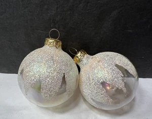 MICA GLITTER SNOWCAP IRIDESCENT GLASS CHRISTMAS ORNAMENTS - Picture 1 of 7