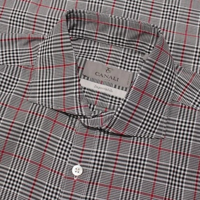 Camisa informal con botones Canali nueva sin etiquetas talla M en negro/blanco/rojo a cuadros 100 % algodón Foto 1 de 4