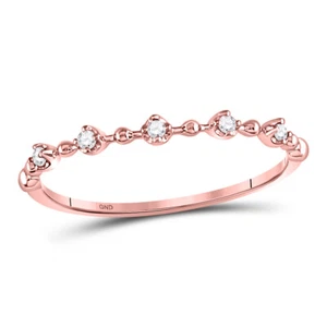 10kt Rose Gold Womens Round Diamond Bead Dot Stackable Ring 1/20 Cttw - Picture 1 of 3