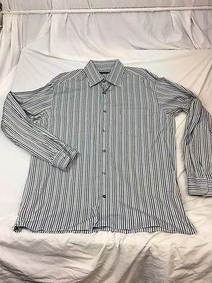 Ermenegildo Zegna * Blue, Olive, & Brown Stripe Shirt XL MINT! - Image 1 of 4