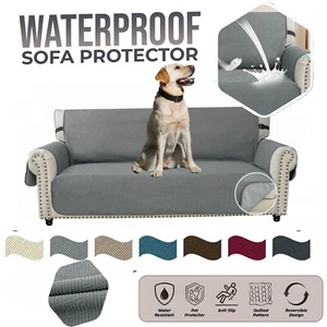 Waterproof Sofa Slip Covers Reversible Quilted Throw Pet Protector Couch Cover - Picture 1 of 14