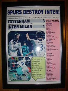 Tottenham Hotspur 3 Inter de Milán 1 - Liga de Campeones 2010 - impresión enmarcada - Imagen 1 de 2