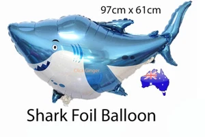 Shark Foil Balloon White Pointer Jumbo Helium Decoration Under the Sea Theme - Picture 1 of 2
